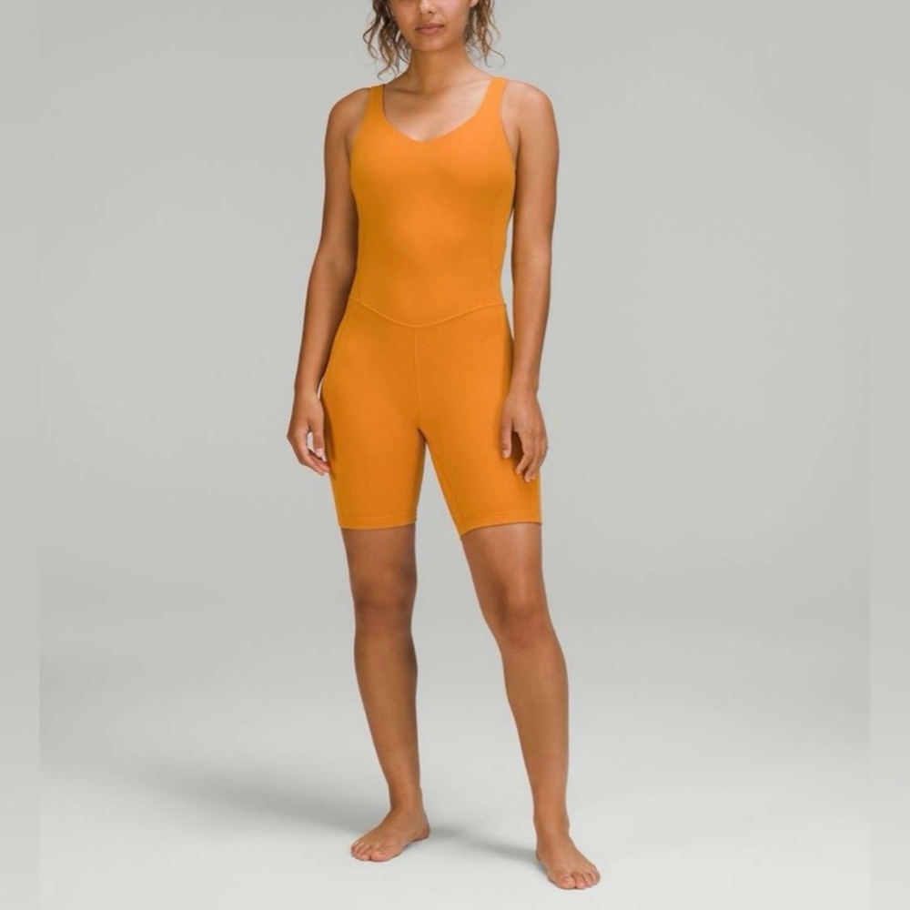 Lululemon Align Onesie 8” Autumn Orange Size 6 Nulu Built-In Bra Rare Color - Picture 2 of 7